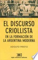 Libro El discurso criollista en la formación de la Argentina moderna
