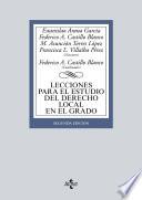 Libro Lecciones para el estudio del derecho local