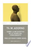 Libro Sobre la metacrítica de la teoría del conocmiento