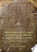 Libro Topónimos y apellidos españoles de origen ibérico o pre-latino